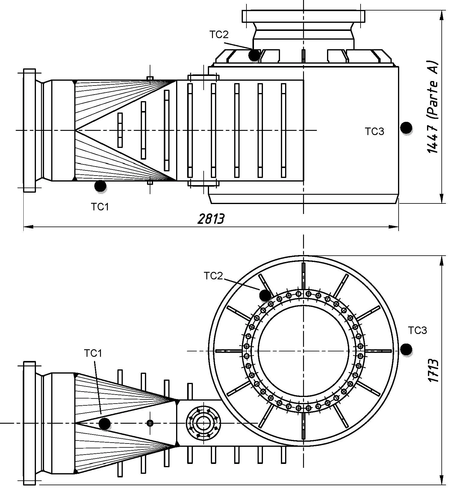 Plano de cabeza de ciclón de alta presión